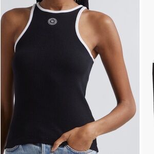 ⭐️BNW🏷️SPORTY&RICH Tipped Ribbed Tank in Black Size L